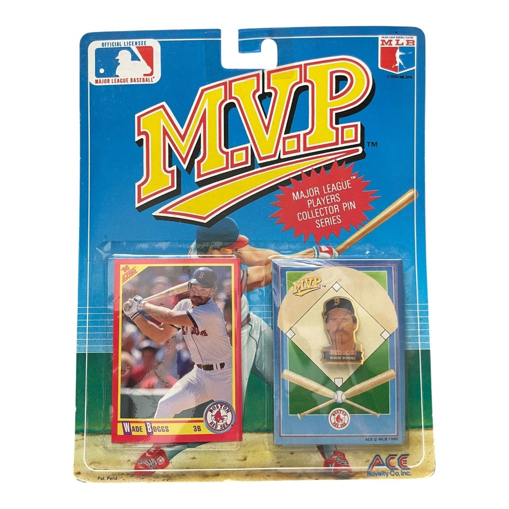 1990 Wade Boggs MVP Ace Novelty Collector Pin & Score Trading Card New Sealed